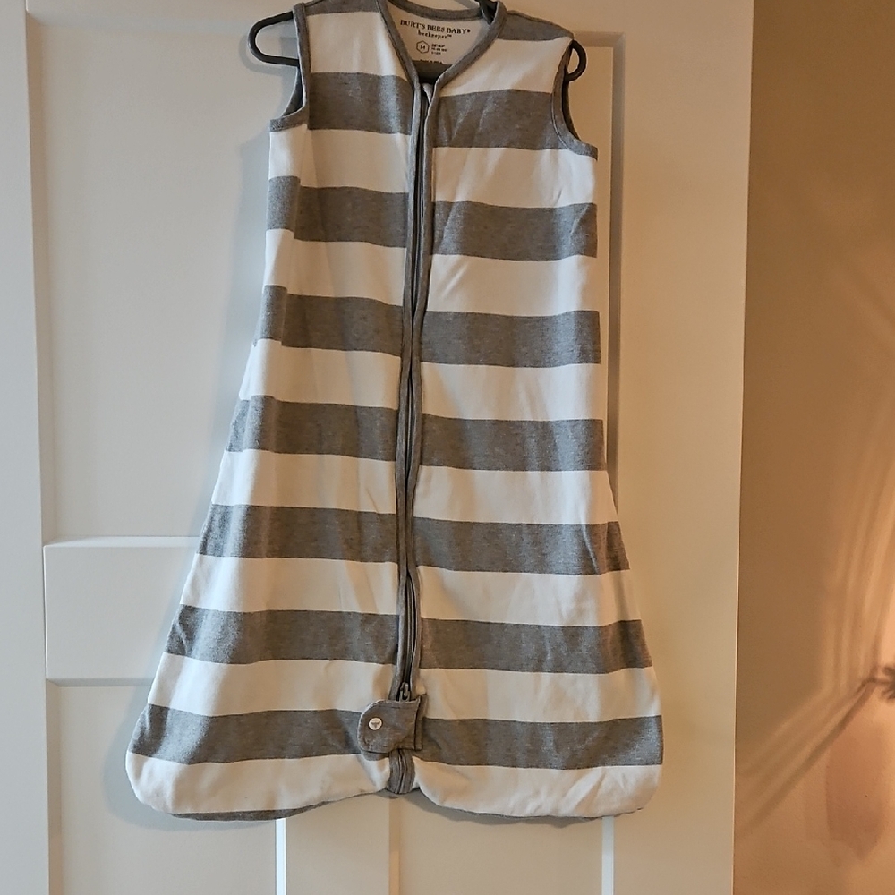 Burt's Bees Baby Gray and White Striped Sleep Sack